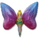 Леди Бабочка, фольигрованная фигура, фольигрованный шар. 91 см, леди, бабочка
