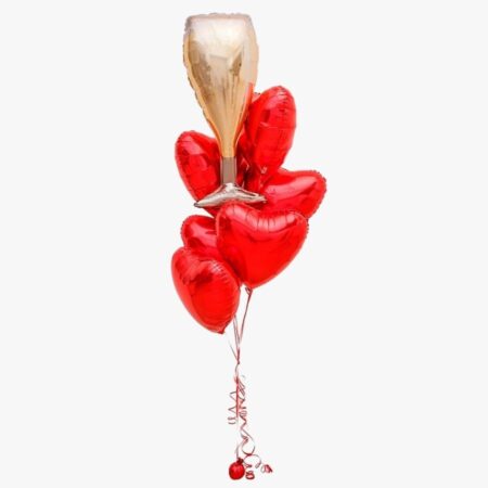Композиция из шаров "Красные сердца" 1 шт., с гелием