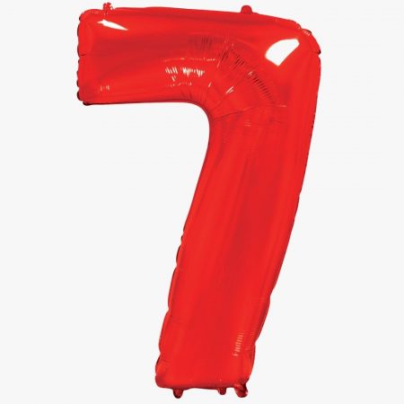 Цифра 7 "Красная", 40″/102 см, 1 шт., с гелием