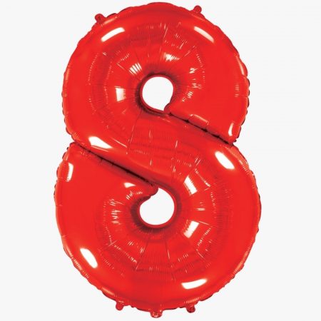 Цифра 8 "Красная", 40″/102 см, 1 шт., с гелием