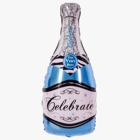 Фигура "Бутылка шампанского. Голубая" 39''/99 см, 1 шт., с гелием