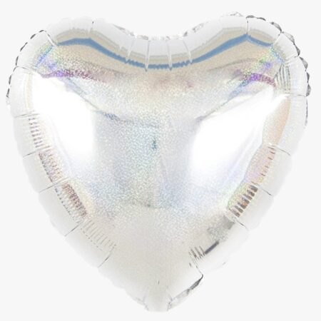 Сердце "Серебро. Голография" Falali 18″/46 см, 1 шт., с гелием