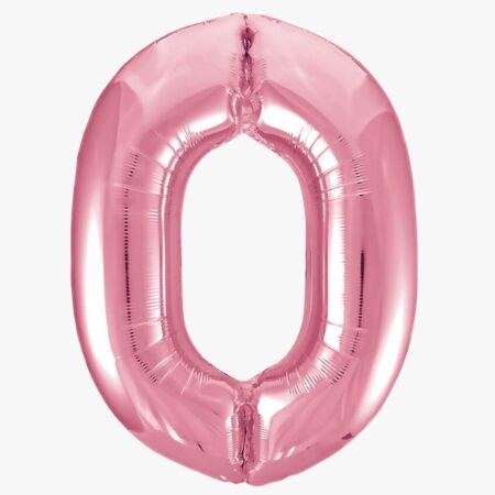 Цифра 0 "Розовый фламинго. Slim" 40''/102 см, 1 шт., с гелием