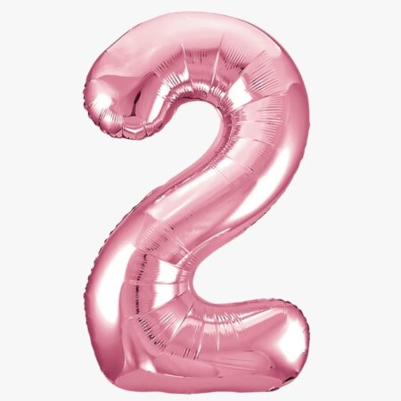 Цифра 2 "Розовый фламинго. Slim" 40''/102 см, 1 шт., с гелием
