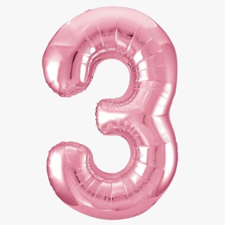 Цифра 3 "Розовый фламинго. Slim" 40''/102 см, 1 шт., с гелием