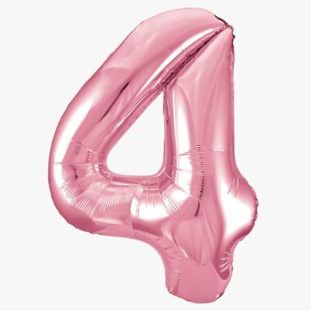 Цифра 4 "Розовый фламинго. Slim" 40''/102 см, 1 шт., с гелием