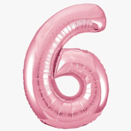 Цифра 6 "Розовый фламинго. Slim" 40''/102 см, 1 шт., с гелием