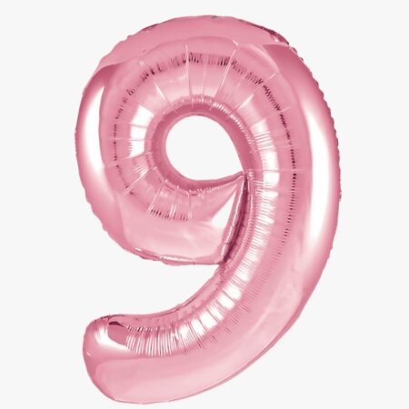 Цифра 9 "Розовый фламинго. Slim" 40''/102 см, 1 шт., с гелием