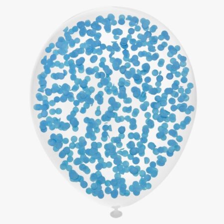 Шар "С конфетти (Голубые круги тишью)" 12″/30 см, 1 шт., с гелием