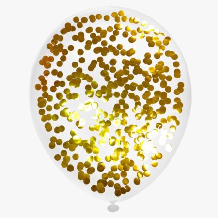 Шар "С конфетти (Золотые круги)" 12″/30 см, 1 шт., с гелием