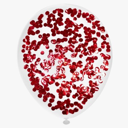 Шар "С конфетти (Красные круги)" 12″/30 см, 1 шт., с гелием