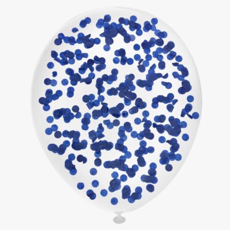 Шар "С конфетти (Синие круги тишью)" 12″/30 см, 1 шт., с гелием