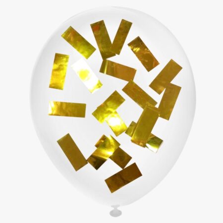 Шар "С конфетти (Золотые прямоугольники)" 12″/30 см, 1 шт., с гелием