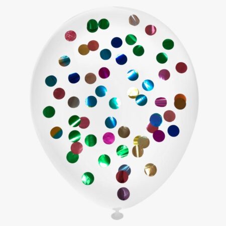 Шар "С конфетти (Разноцветные круги)" 12″/30 см, 1 шт., с гелием
