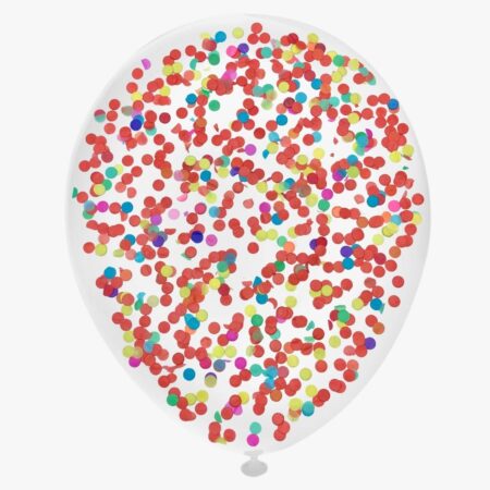 Шар "С конфетти (Разноцветные круги тишью)" 12″/30 см, 1 шт., с гелием