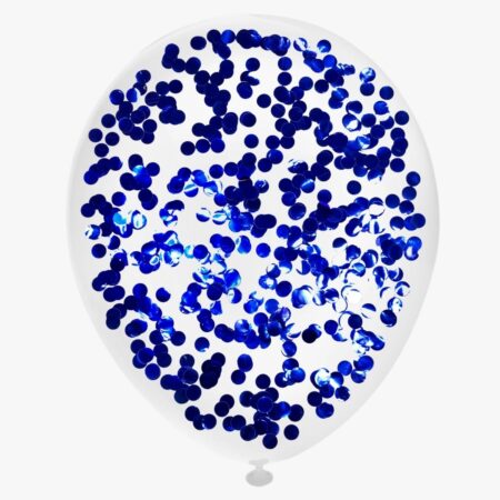 Шар "С конфетти (Синие круги)" 12″/30 см, 1 шт., с гелием
