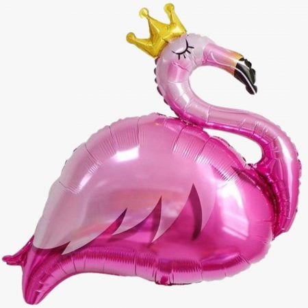 Фигура "Фламинго в короне" 35''/89 см, 1 шт., с гелием