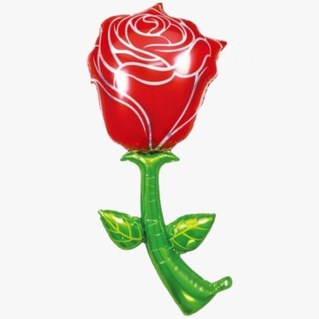 Фигура "Цветок, красная роза" 39''/99 см, 1 шт., с гелием