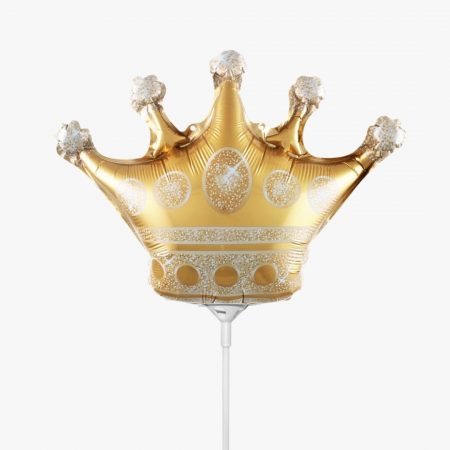 Мини-фигура "Корона золотая" 16″/41 см, 1 шт., с клапаном, на палочке