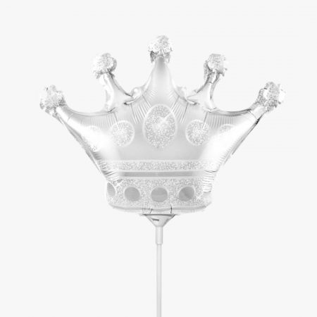 Мини-фигура "Корона серебряная" 16″/41 см, 1 шт., с клапаном, на палочке