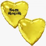 Сердце большое "Золотое" Agura 30″/76 см, 1 шт., с гелием (с наклейкой или без)