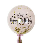 Стеклянный шар с конфетти 91 см «Happy Birthday, розовый»