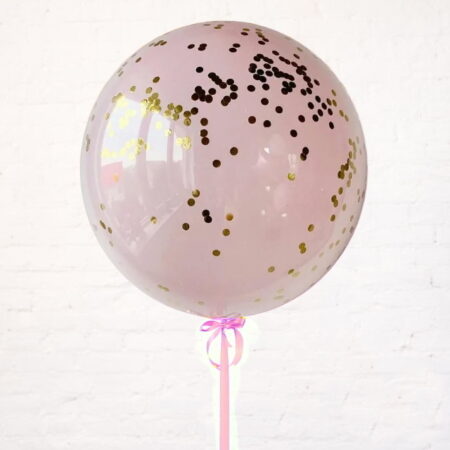 Стеклянный шар с золотым конфетти (Розовый) 91см