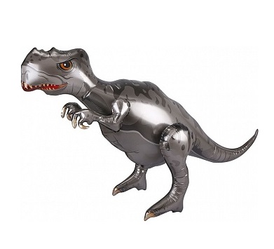 Шар 3D (38''/97 см) Фигура, Динозавр Тираннозавр, Серый, 1 шт