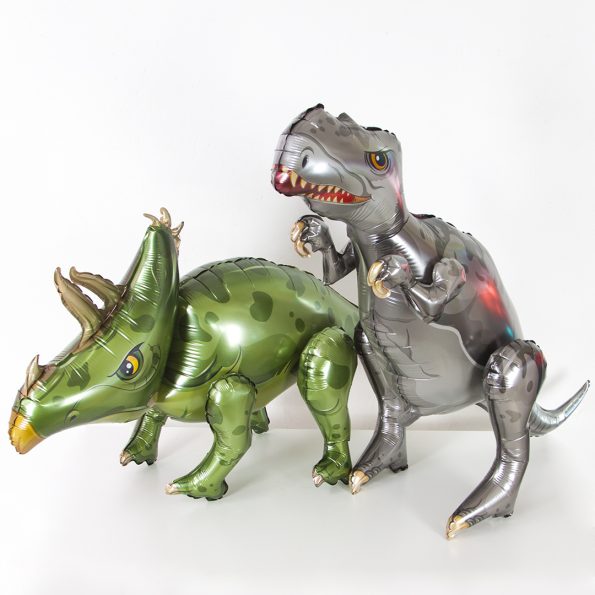 Шар 3D (40''/102 см) Фигура, Динозавр Трицератопс, Зеленый, 2